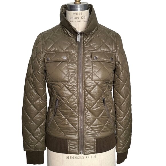 DKNY Women's “Avril” Olive Diamond-Quilted Bomber Jacket (Size XS) - Picture 3 of 11